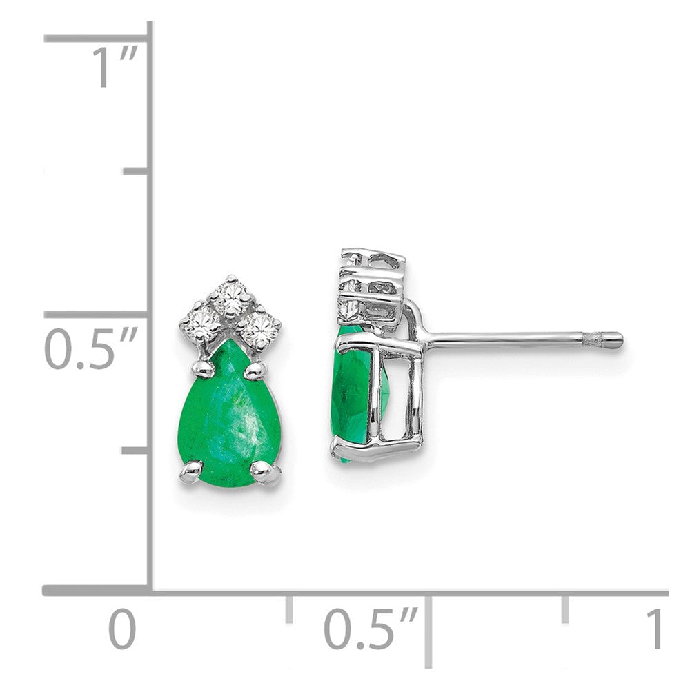14K Weißgold Smaragd Echt Diamant Ohrstecker