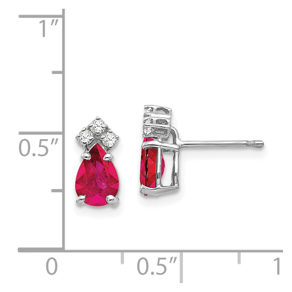14K Weißgold 7x5mm Tropfen Rubin Vs Echt Diamant Ohrringe