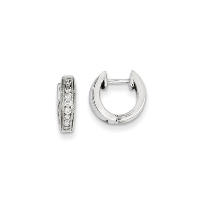 14K Weißgold Creolen mit echten Diamanten, Klappscharnier