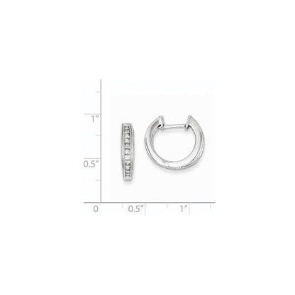 14K Weißgold Creolen mit echten Diamanten und Klappscharnier