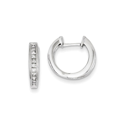 14K Weißgold Creolen mit echten Diamanten und Klappscharnier