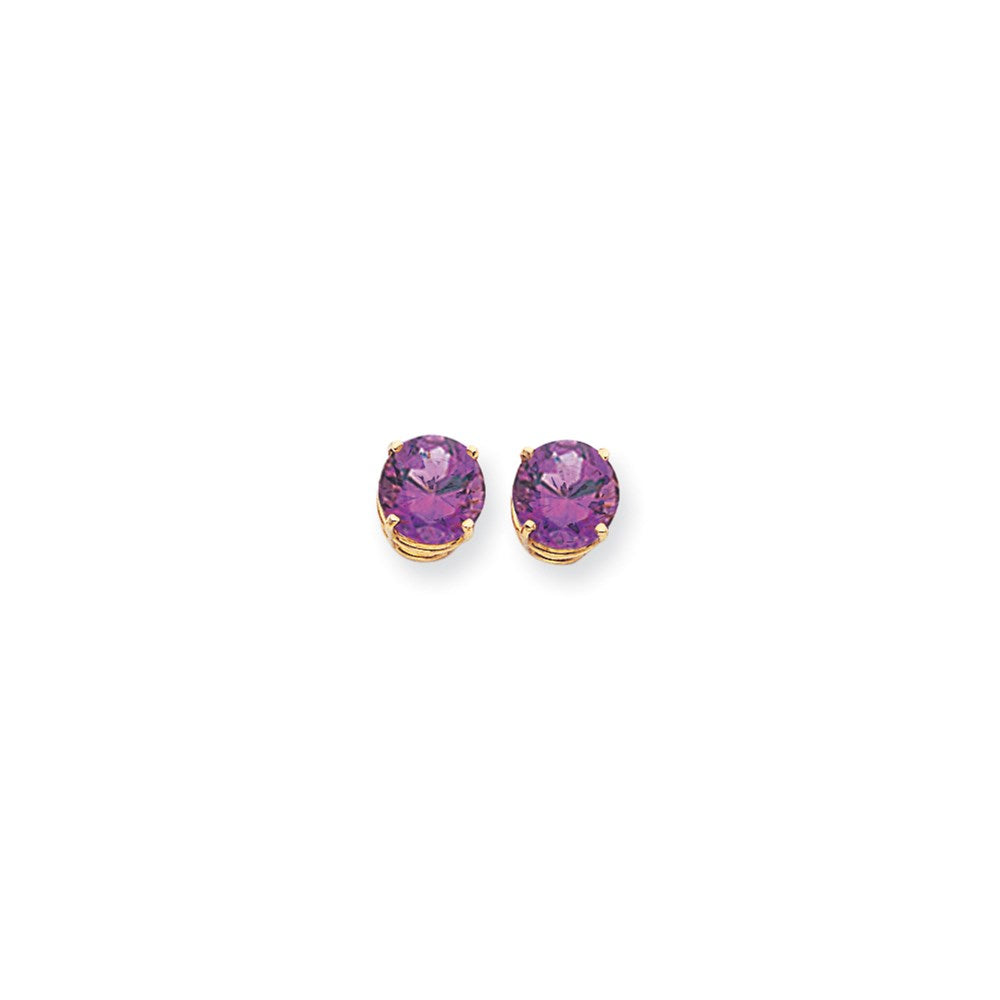 14K Gelbgold Ohrringe mit 9mm Amethyst im Schachbrettschliff