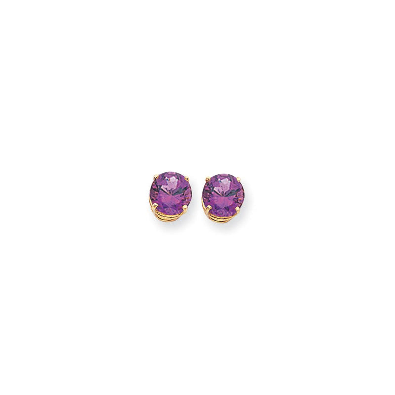 14K Gelbgold Ohrringe mit 9mm Amethyst im Schachbrettschliff