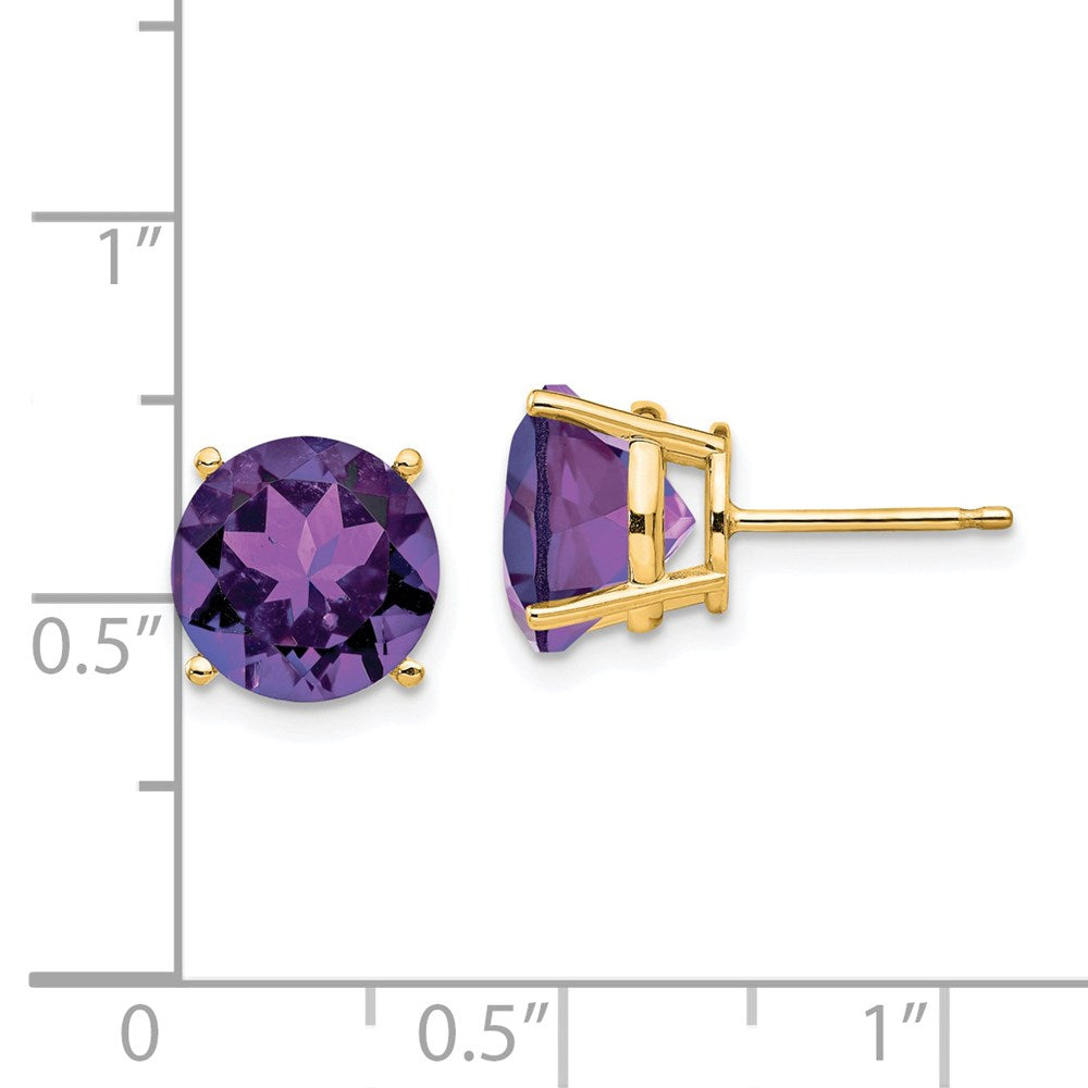 14K Gelbgold Ohrstecker mit rundem Amethyst