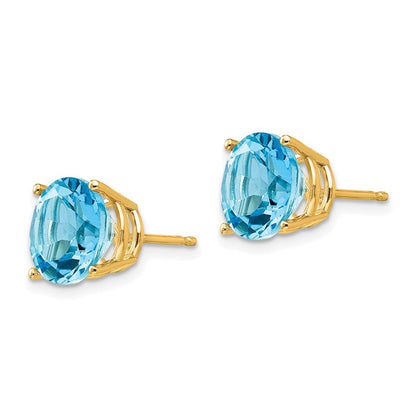 14K Gelbgold Blautopas Rund Ohrstecker