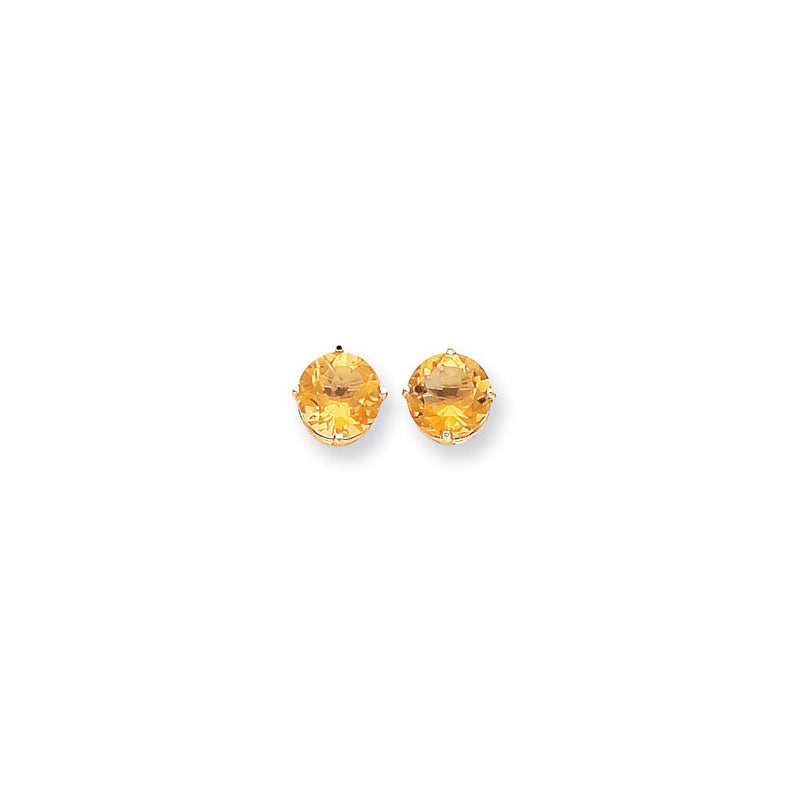 14K Gelbgold Citrin-Ohrringe mit Schachbrettschliff, 9 mm