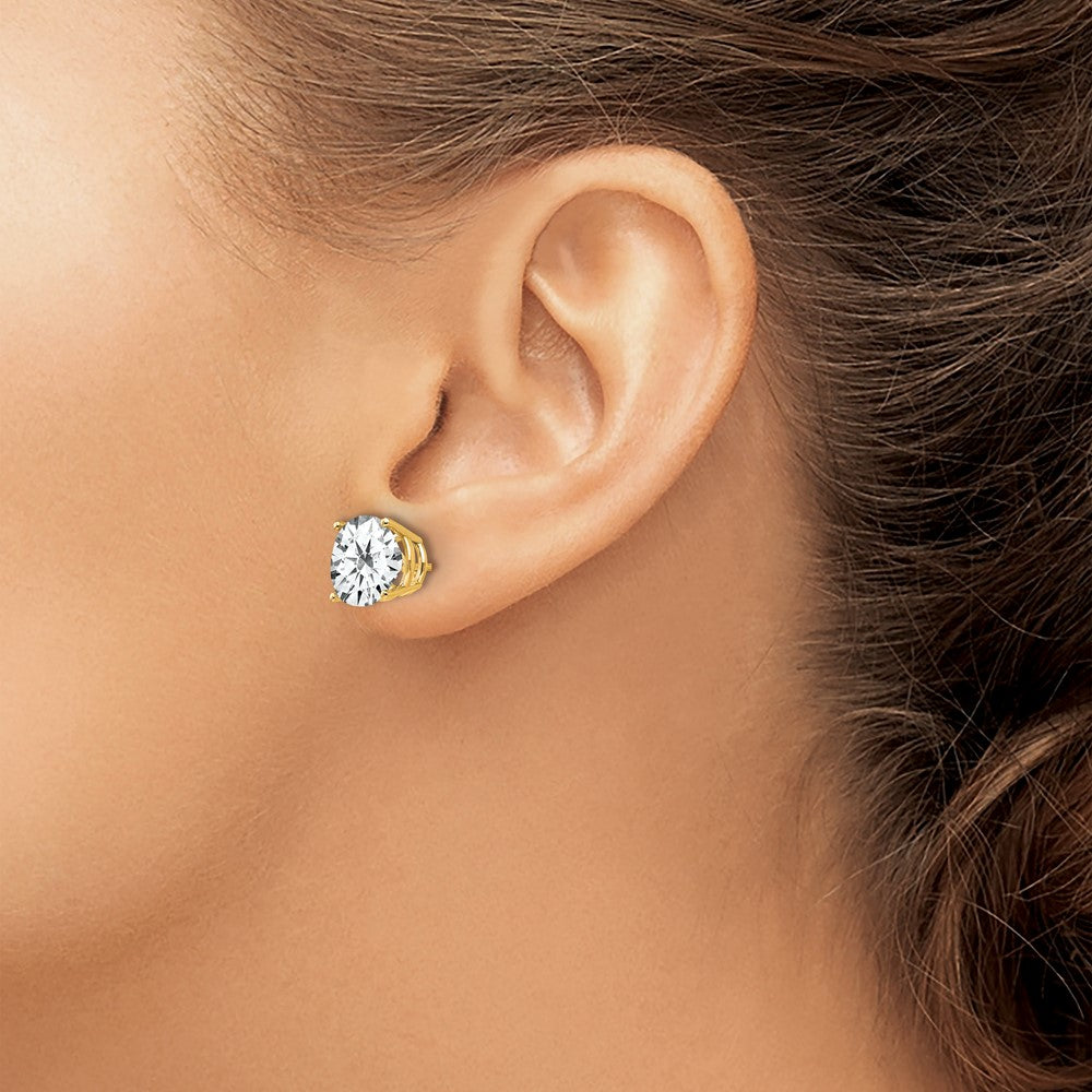 14K Gelbgold Ohrringe mit 9 mm Zirkonia