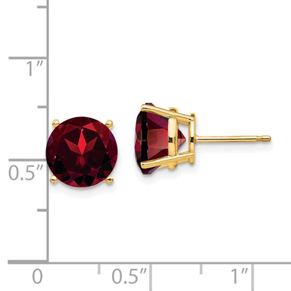 14K Gelbgold Ohrstecker mit 9 mm Granat