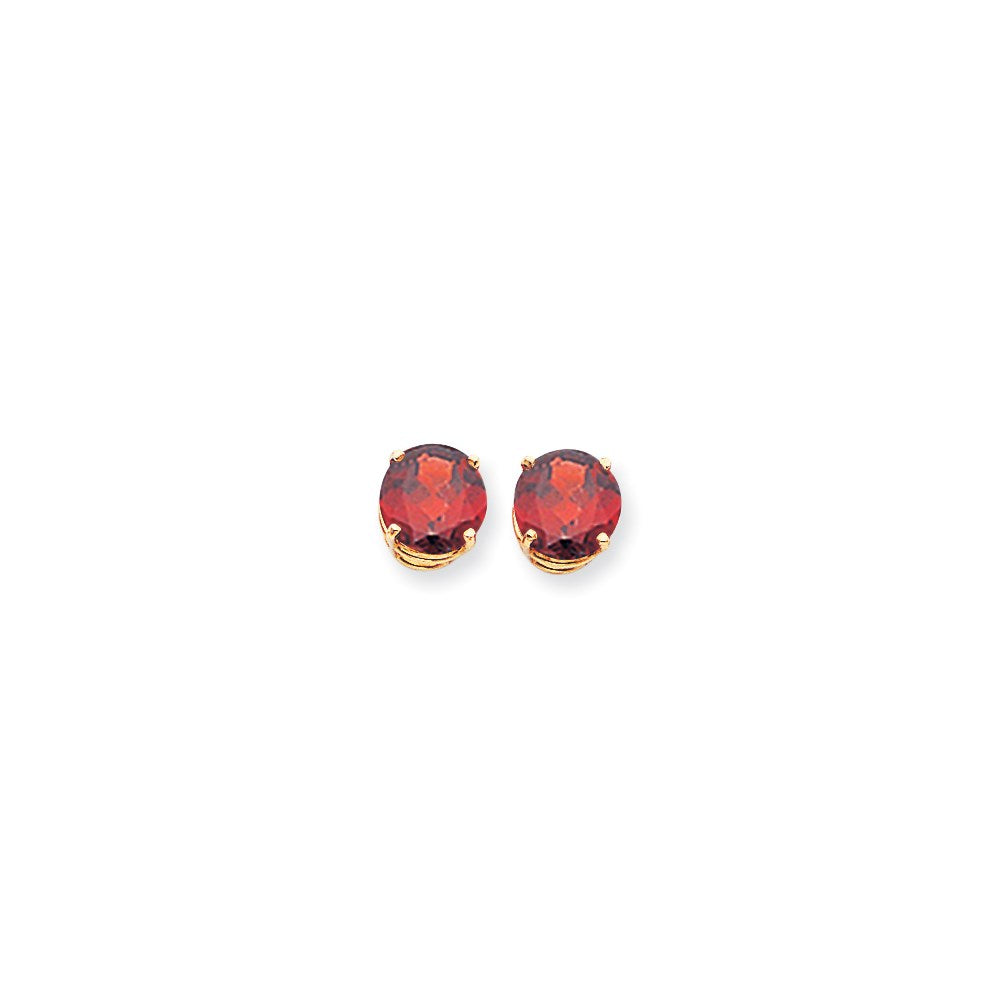 14K Gelbgold Ohrringe mit Granat, 9 mm, Checkerboard-Schliff