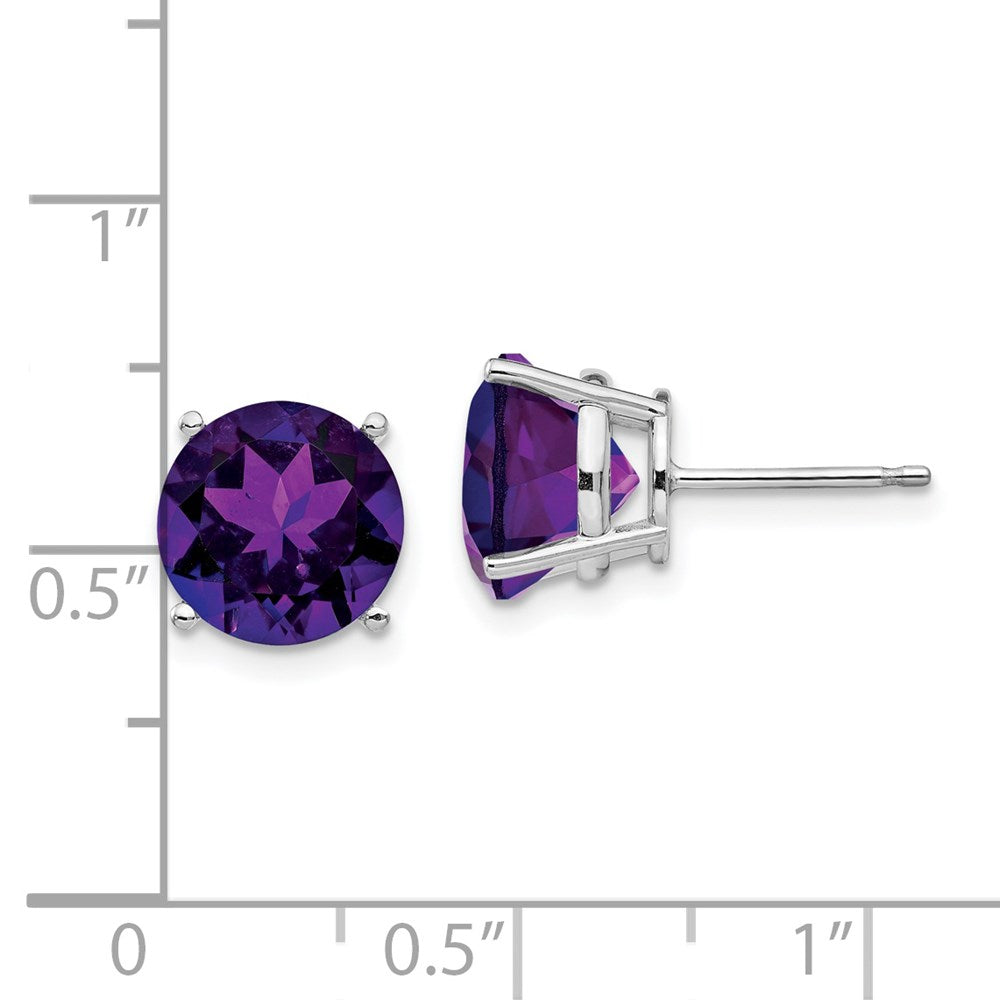 14K Weißgold Ohrringe mit 9 mm Amethyst