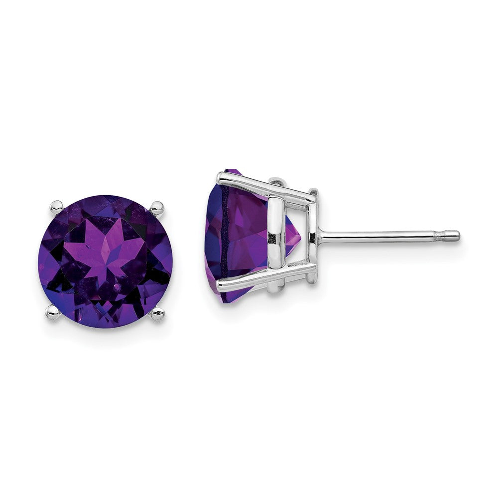 14K Weißgold Ohrringe mit 9 mm Amethyst