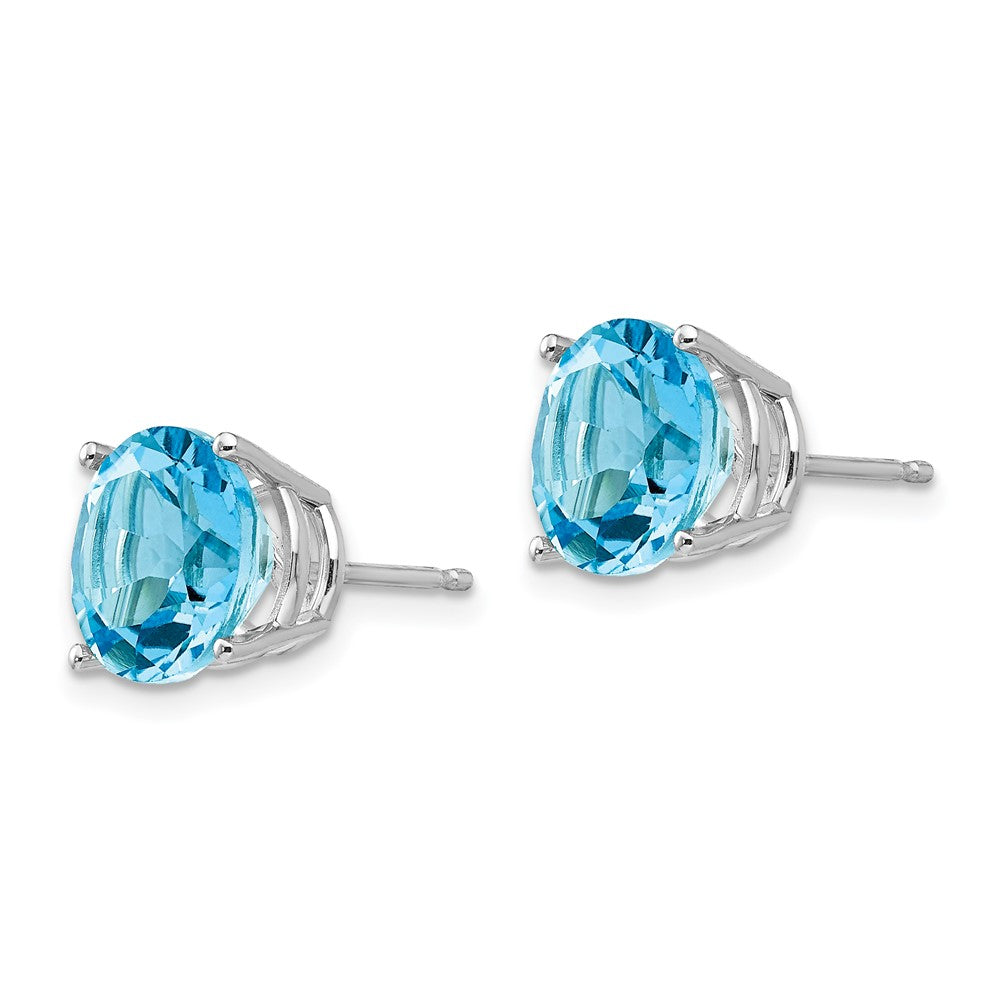 14K Weißgold Ohrringe mit 9 mm Blautopas