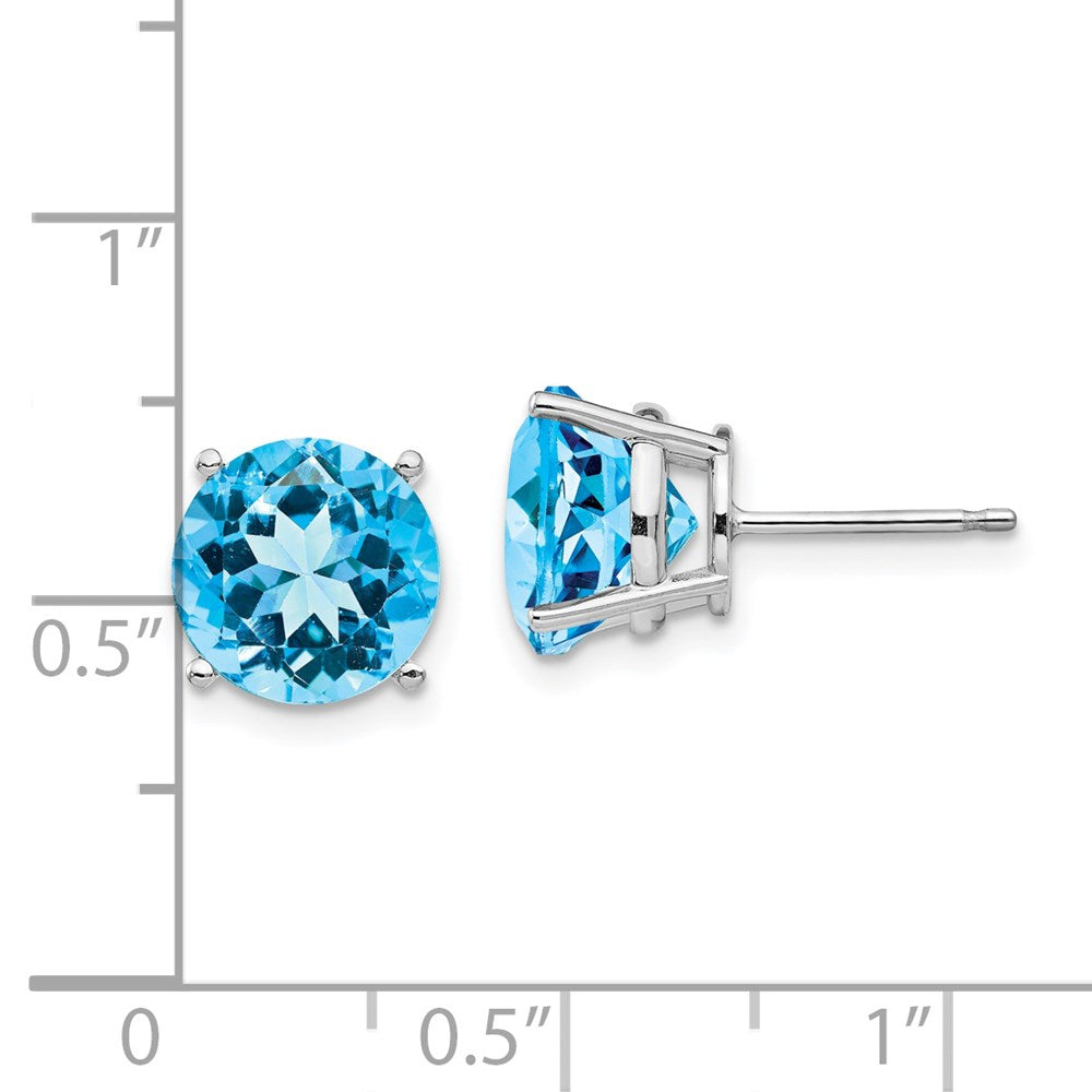 14K Weißgold Ohrringe mit 9 mm Blautopas