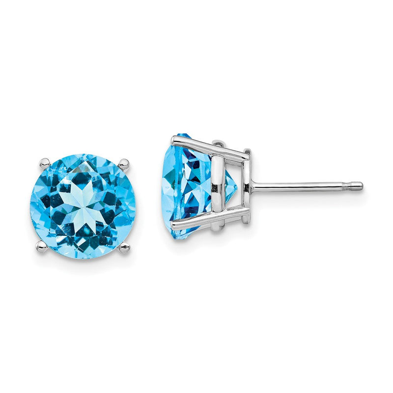 14K Weißgold Ohrringe mit 9 mm Blautopas
