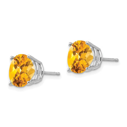 14K Weißgold Citrin Ohrstecker, rund