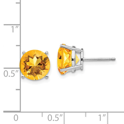 14K Weißgold Citrin Ohrstecker, rund
