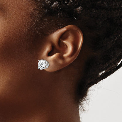 14K Weißgold Ohrringe mit Zirkonia, 9 mm