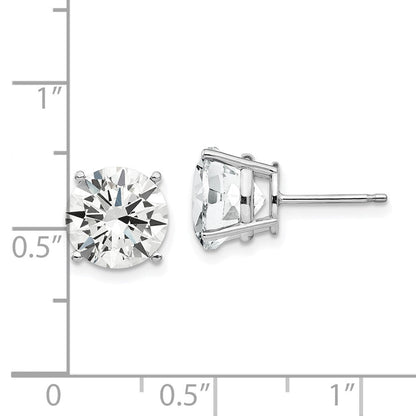 14K Weißgold Ohrringe mit Zirkonia, 9 mm