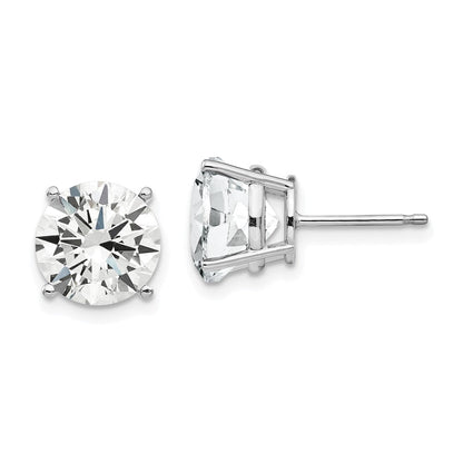 14K Weißgold Ohrringe mit Zirkonia, 9 mm