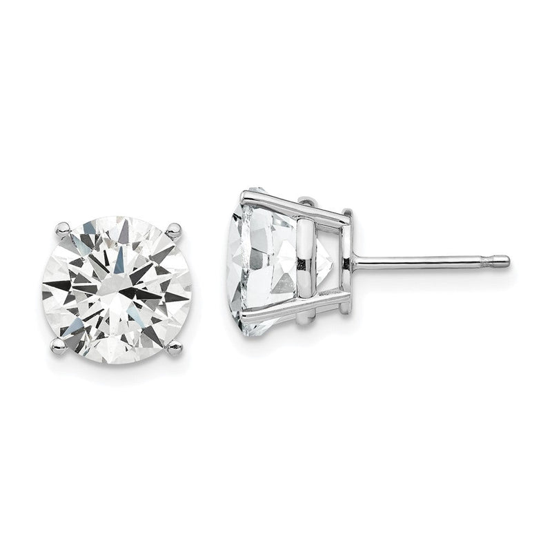 14K Weißgold Ohrringe mit Zirkonia, 9 mm