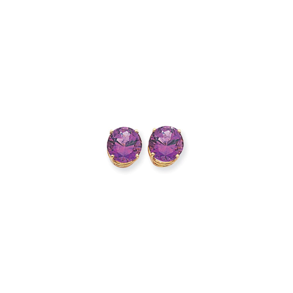 14K Gelbgold Ohrringe mit 10 mm Amethyst im Karo-Schliff