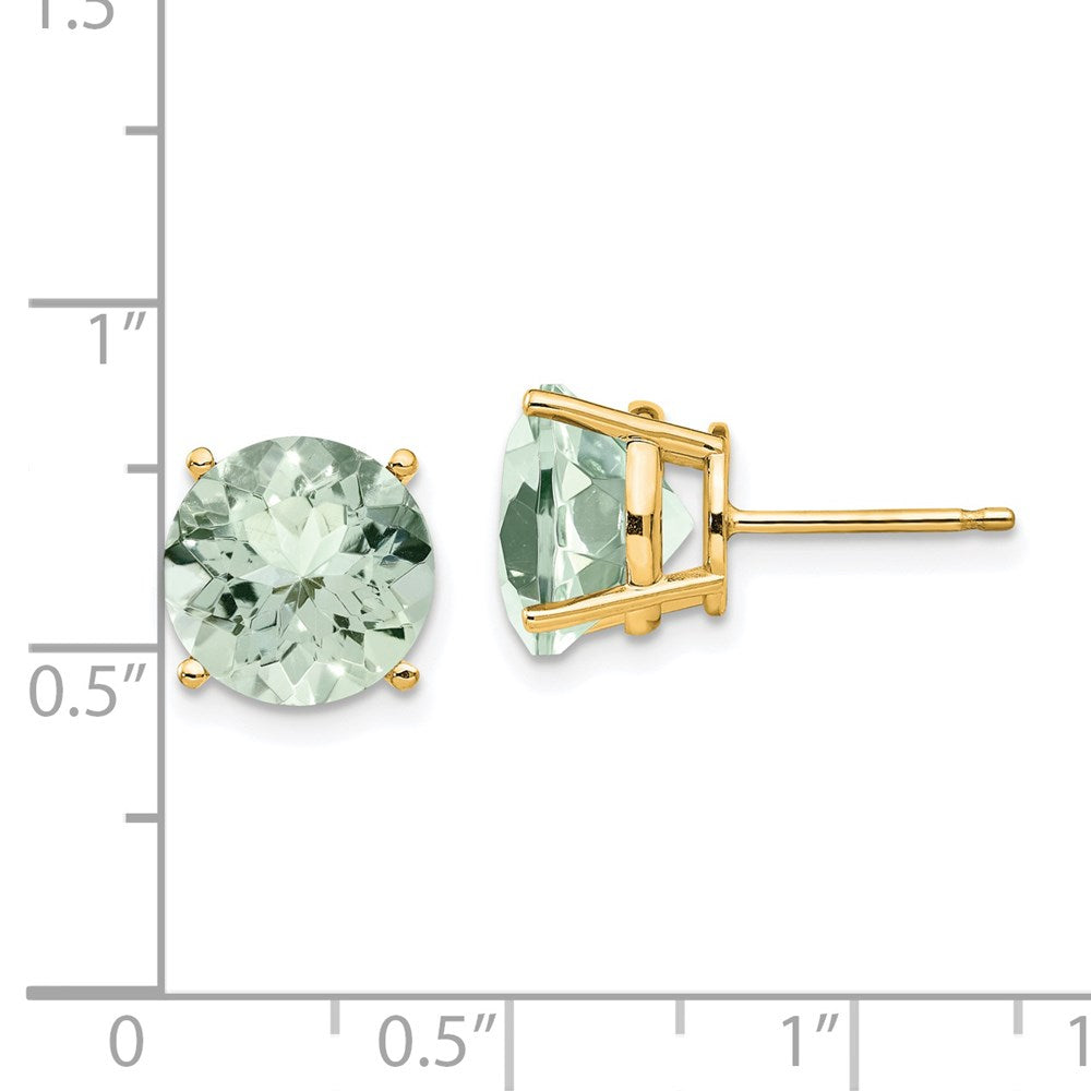 14K Gelbgold Ohrringe mit 10 mm rundem grünen Quarz