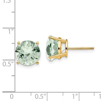 14K Gelbgold Ohrringe mit 10 mm rundem grünen Quarz