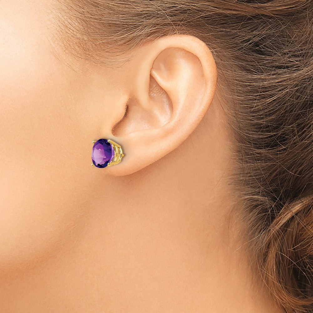 14K Gelbgold Ohrringe mit 10 mm Amethyst