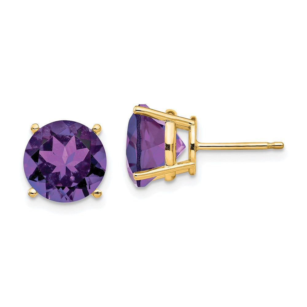 14K Gelbgold Ohrringe mit 10 mm Amethyst
