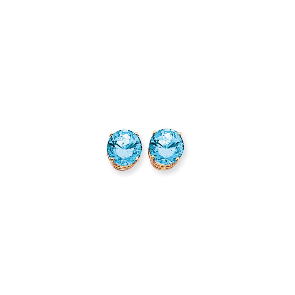 14K Gelbgold Ohrringe mit 10 mm Blautopas im Schachbrettschliff