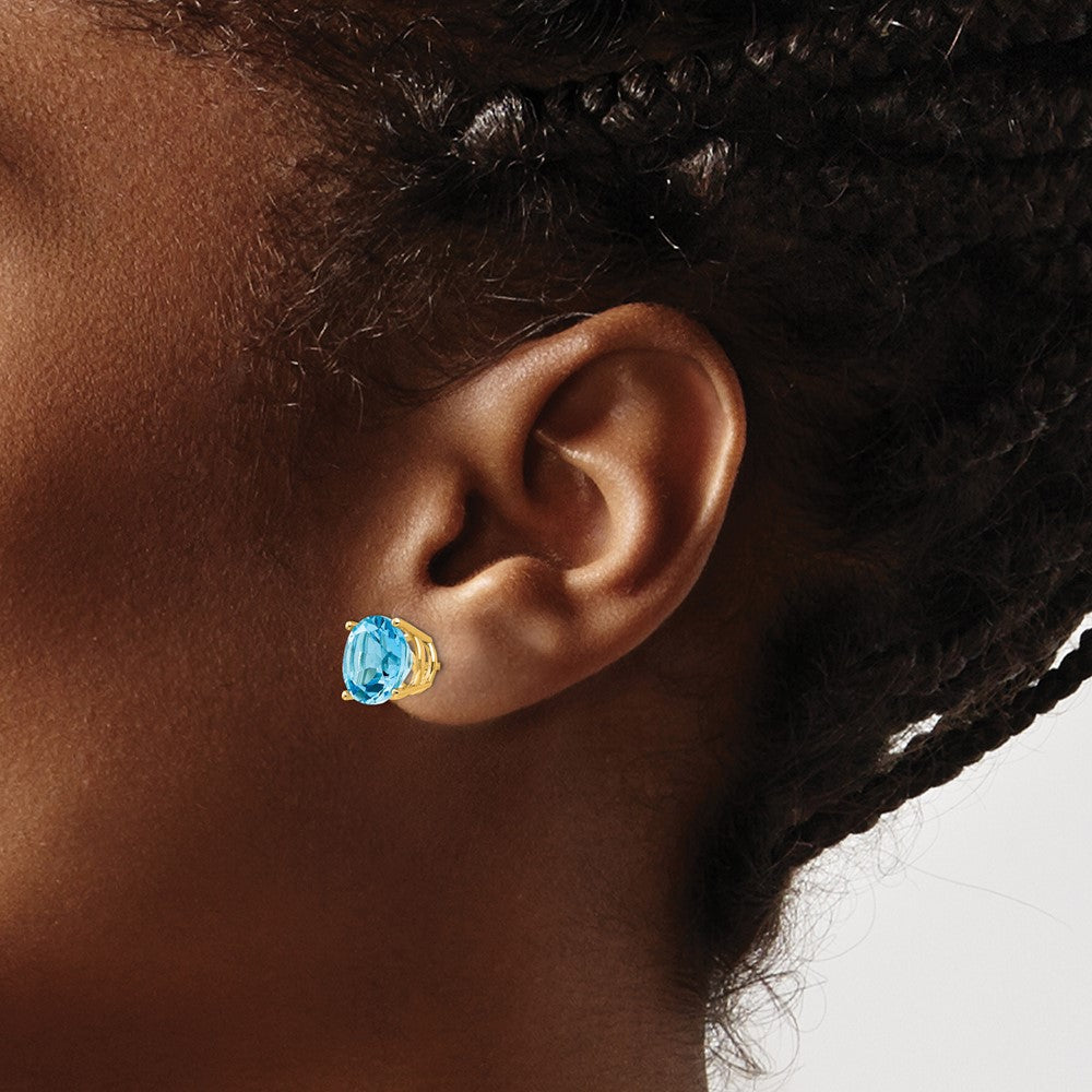 14K Gelbgold Ohrringe mit 10 mm Blautopas
