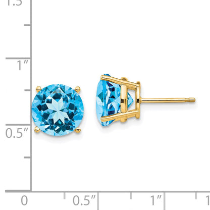 14K Gelbgold Ohrringe mit 10 mm Blautopas