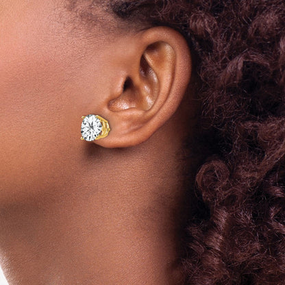 14K Gelbgold Ohrringe mit Zirkonia, 10 mm