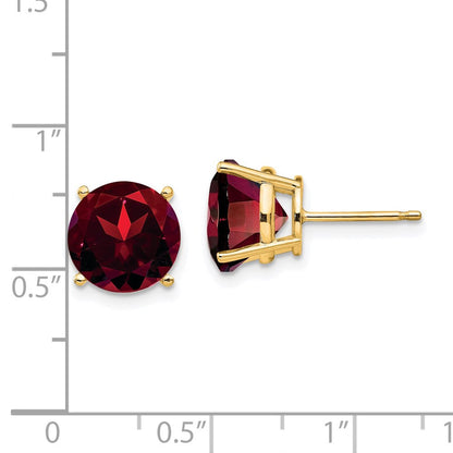 14K Gelbgold Ohrstecker mit rundem Granat