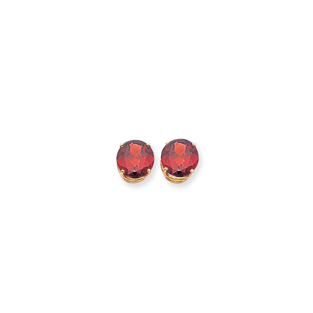 14K Gelbgold Ohrringe mit Granat im Schachbrettschliff, 10 mm