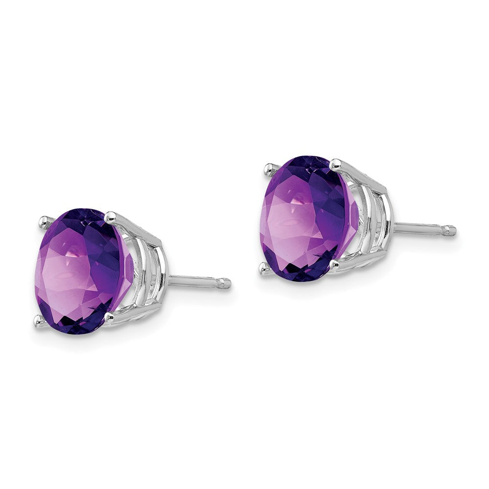 14K Weißgold Ohrstecker mit rundem Amethyst