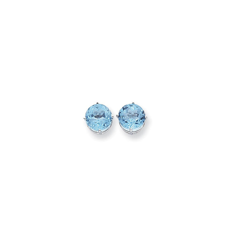 14K Weißgold Ohrringe mit blauem Topas im Karo-Schliff, 10 mm