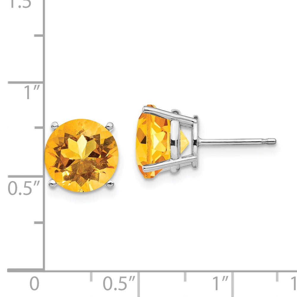 14K Weißgold Ohrstecker mit rundem Citrin