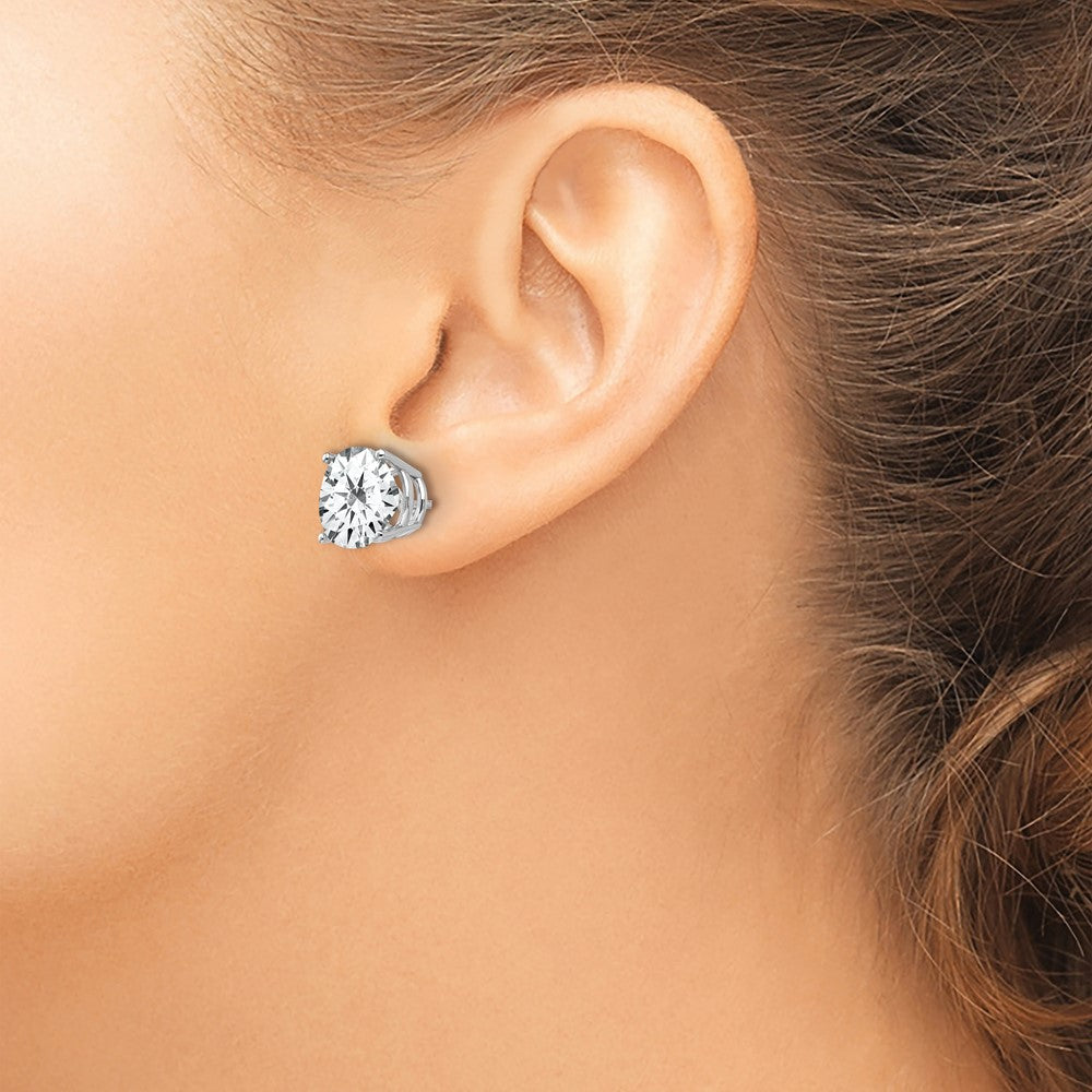 14K Weißgold Ohrringe mit Zirkonia, 10 mm