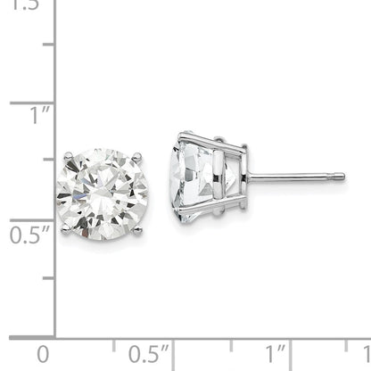 14K Weißgold Ohrringe mit Zirkonia, 10 mm