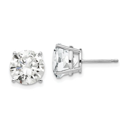 14K Weißgold Ohrringe mit Zirkonia, 10 mm