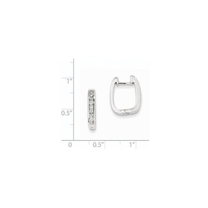 14K Weißgold Creolen mit echten Diamanten und Scharnier