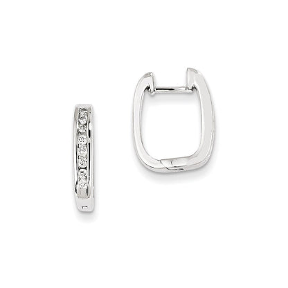 14K Weißgold Creolen mit echten Diamanten und Scharnier