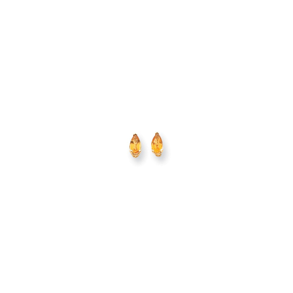 14K Gelbgold Ohrringe mit birnenförmigem Citrin, 5x3 mm