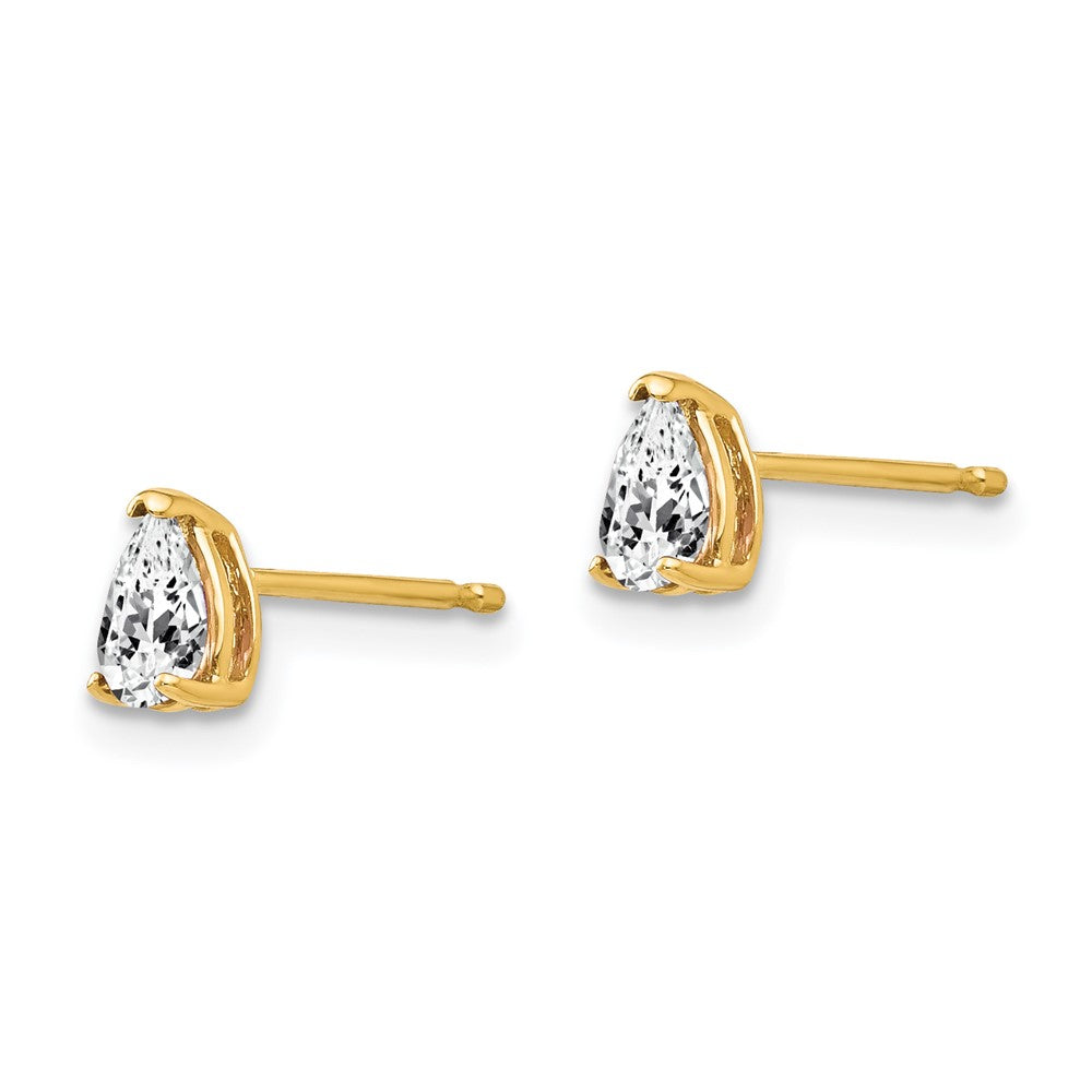 14K Gelbgold Ohrringe mit birnenförmigem Zirkonia, 5 x 3 mm