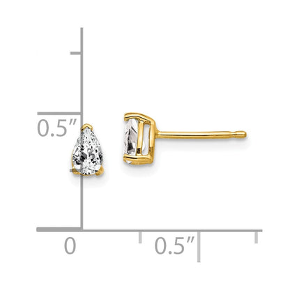 14K Gelbgold Ohrringe mit birnenförmigem Zirkonia, 5 x 3 mm