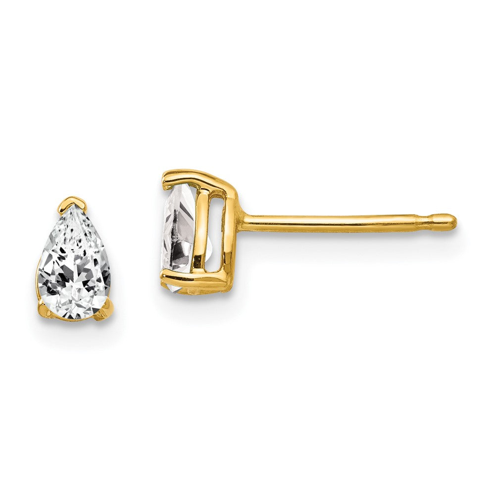 14K Gelbgold Ohrringe mit birnenförmigem Zirkonia, 5 x 3 mm