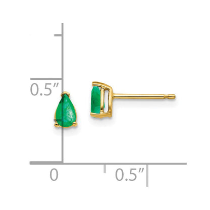 14K Gelbgold Smaragd-Ohrstecker