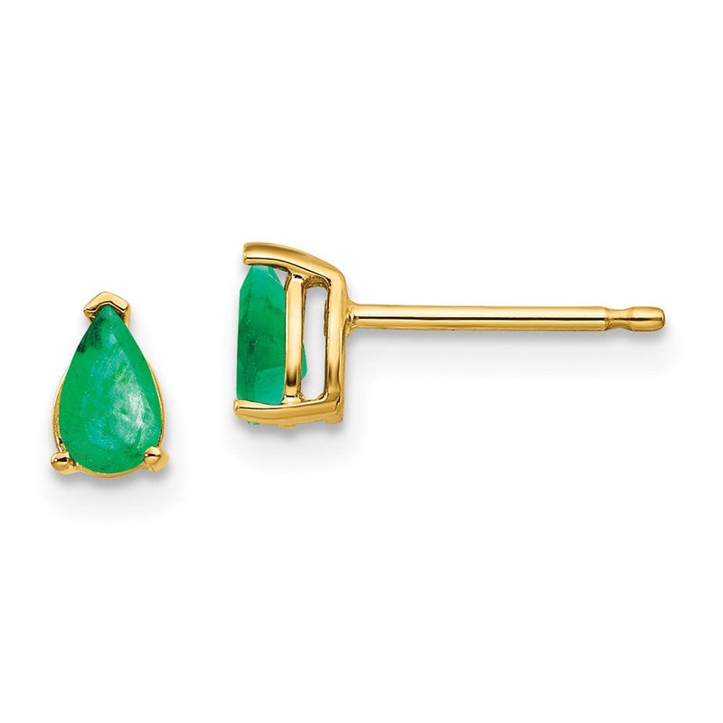 14K Gelbgold Smaragd-Ohrstecker