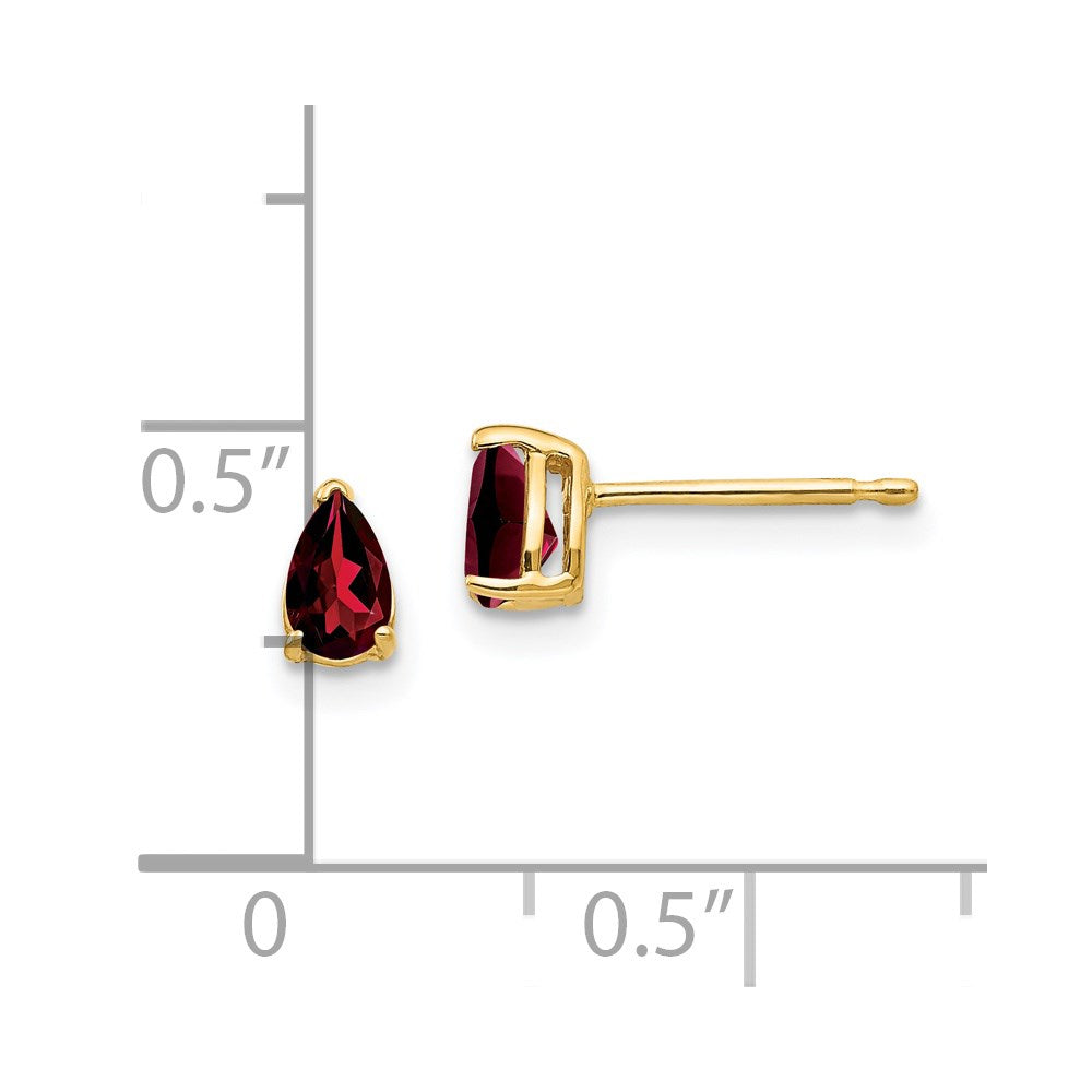14K Gelbgold Ohrringe mit birnenförmigem Granat, 5x3 mm